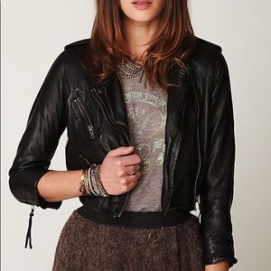 Muubaa cropped leather Moto jacket like new!